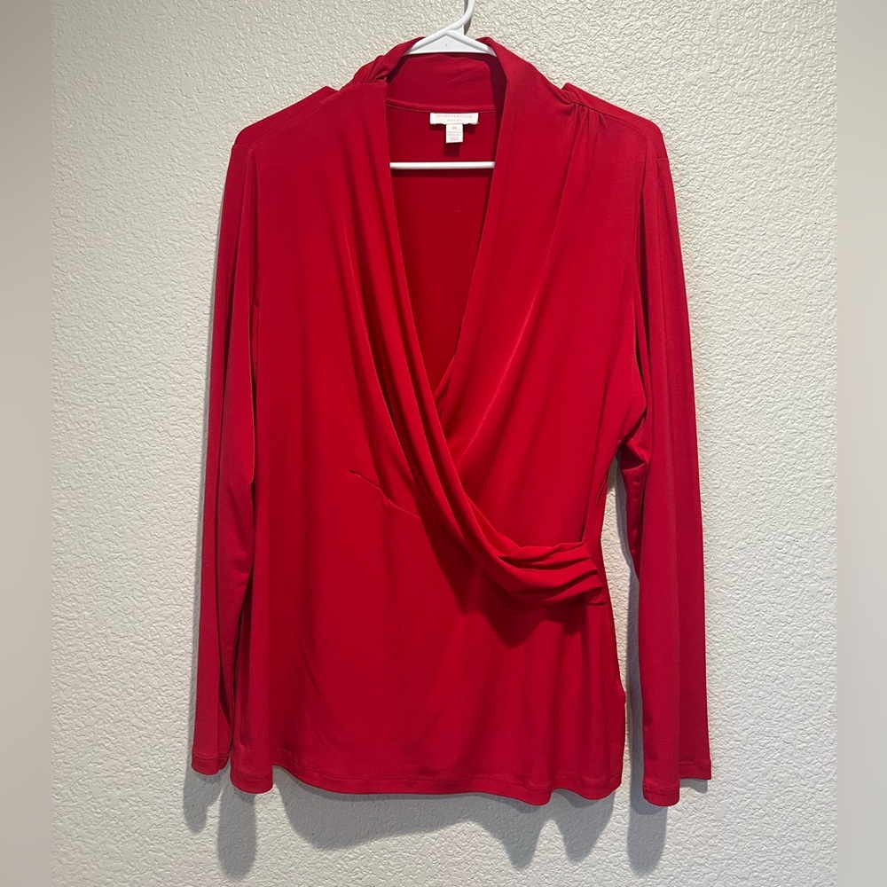 Charter Club Red Draping Blouse, 0X